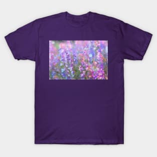 Field of Tall Purple Flowers Impressionist Painting T-Shirt